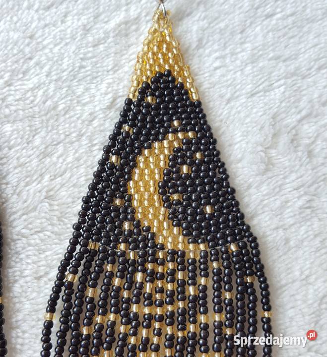Długie kolczyki koralikowe czarne noc księżyc Szczecin
