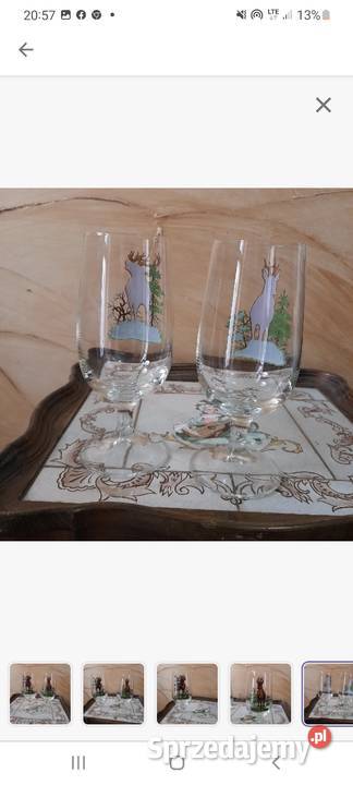 2 kieliszki szklane do szampana motyw jelenia