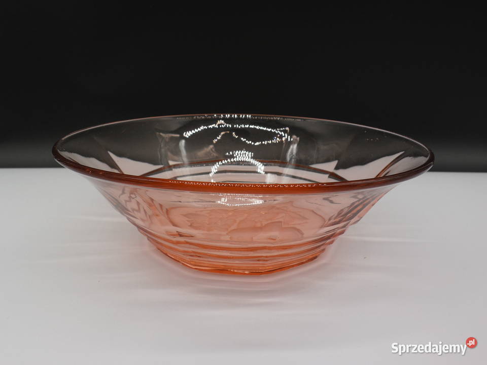 Różowa Misa Rozalinowa Art Deco Szkło Prasowane Raszków