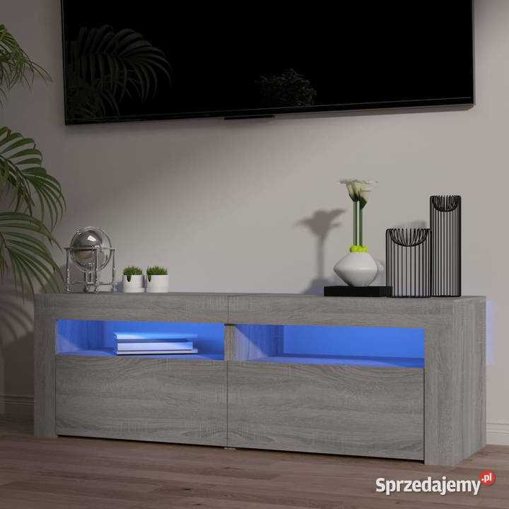 Szafka pod TV z LED szary dąb sonoma 120x35x40 Meble Warszawa