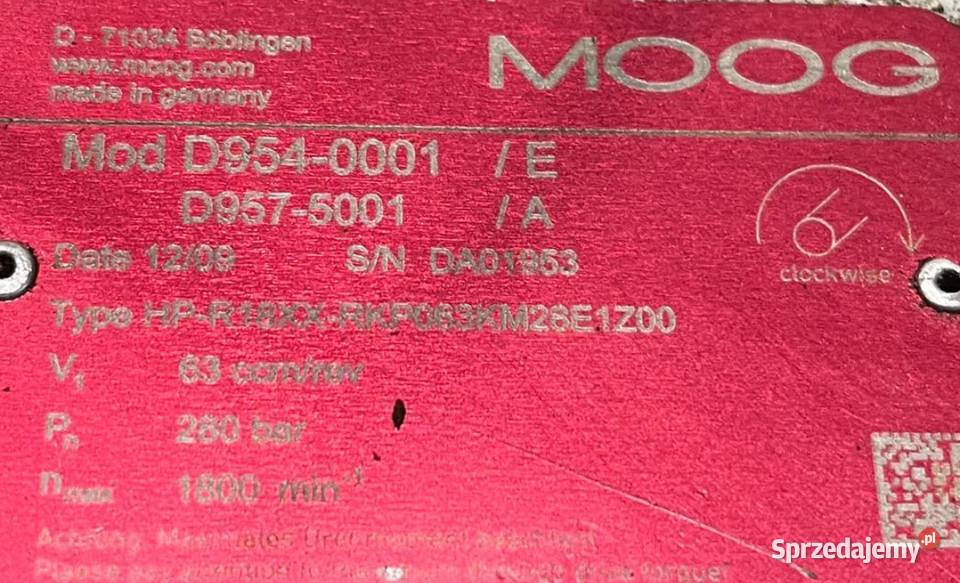 Moog HP R18XX RKP06328E1Z00 Pompa hydrauliczna Części maszyn i innych pojazdów