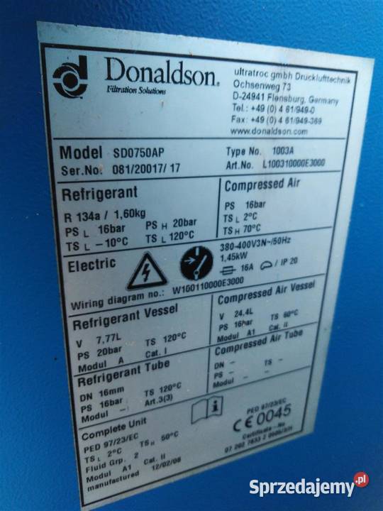 Osuszacz powietrza DONALDSON SD0750AP S009560 Wilków sprzedam