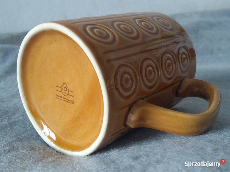 Kubek Pruszków miodowy koła z uchem porcelit Warszawa