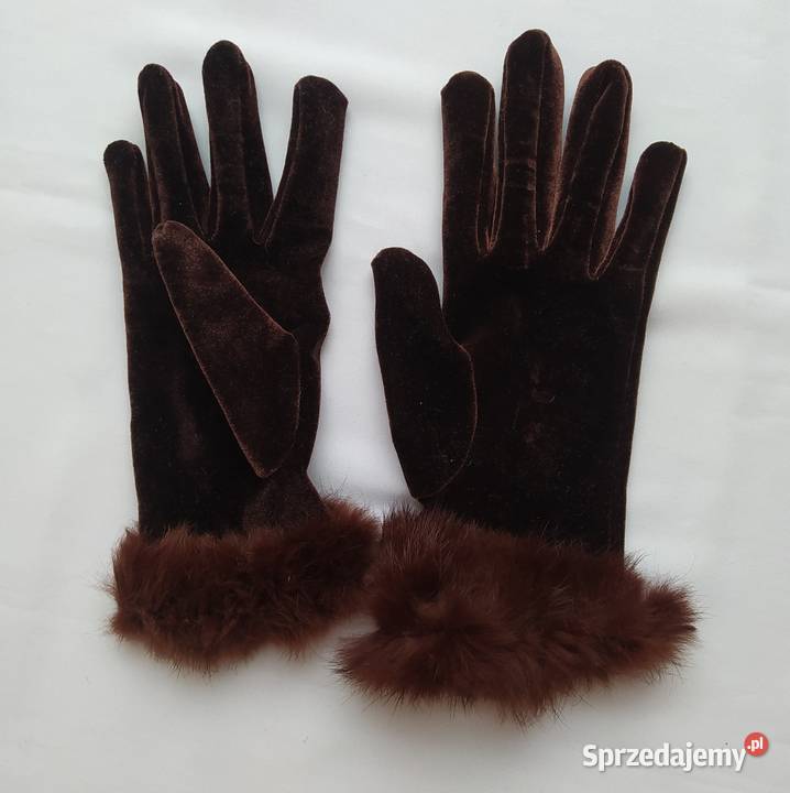 Rękawiczki damskie WELUR futerko Hajnówka sprzedam