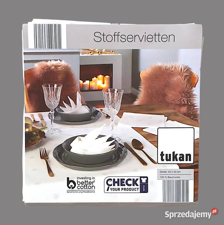 Tukan serwetki bawełniane materiałowe świąteczne