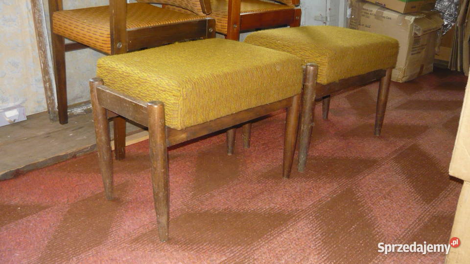 Podnóżek tapicerowany PRL patyczak pufa taboret podlaskie Sokółka