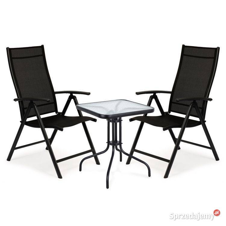 Komplet mebli ogrodowych stolik szklany + 2 krzesła