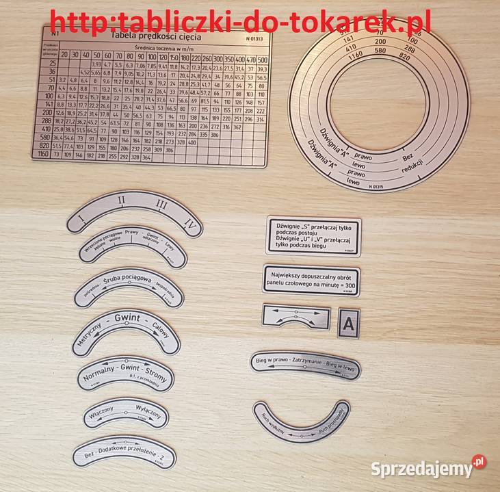Tokarka NILES Tabliczka Tabliczki Tabela Gwintów Zelów sprzedam