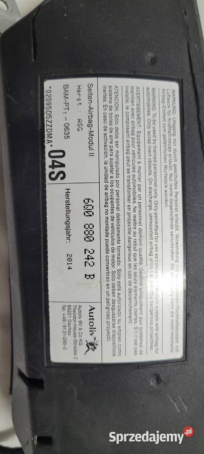 poduszka fotela airbag prawa skoda roomster śląskie Gorzyczki