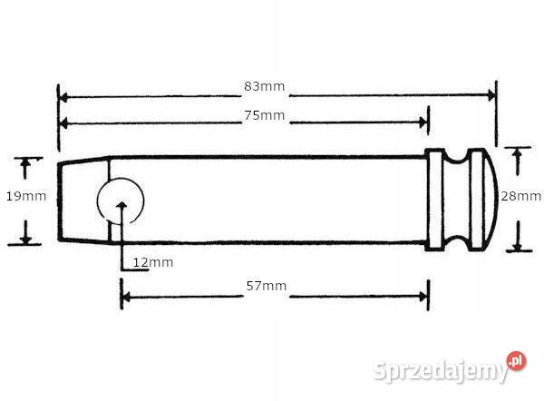 Sworzeń bolec standardowy 19 x 57 mm Kamionna