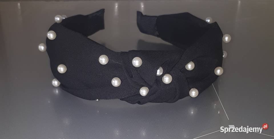Opaska do włosów czarna turban perełki koraliki Warszawa