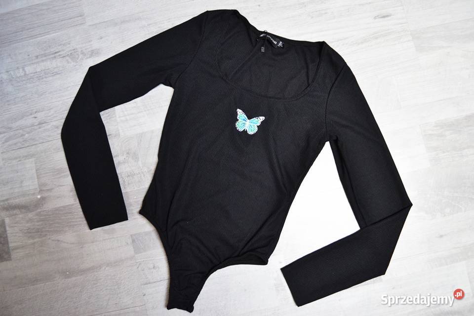 PrettyLittleThing body czarne motylek długi długi