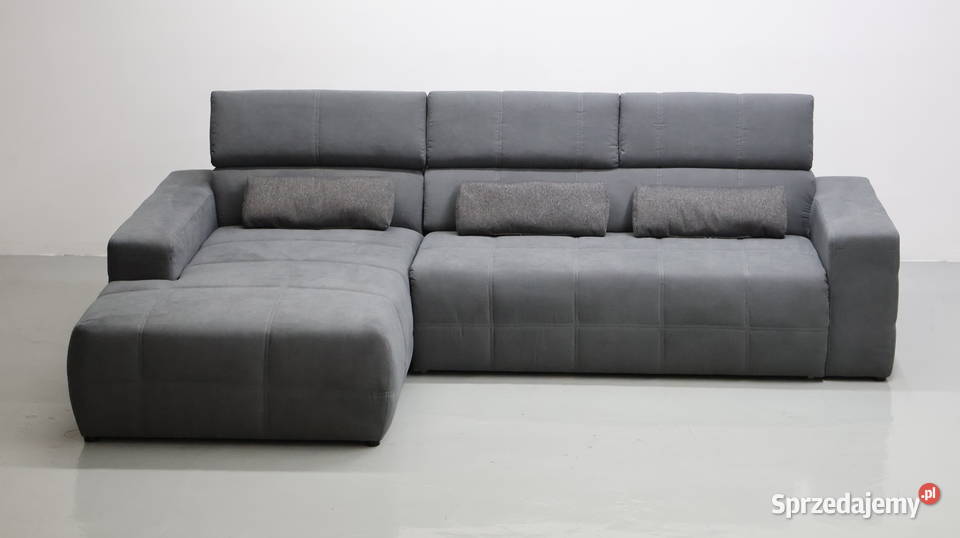 TPF Narożnik regulowane zagłówki zamsz popiel Narożniki Poznań sprzedam