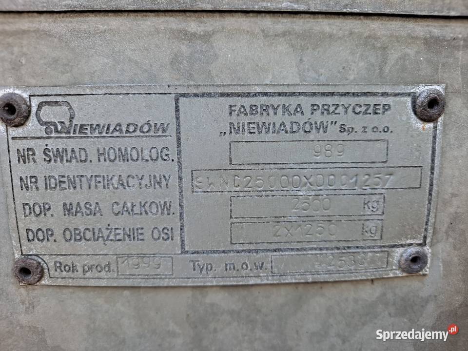Przyczepa NIEWIADÓW model C2500 2oś KONTT Burtowe i plandeki Wejherowo