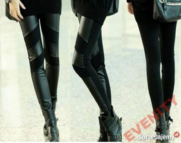 HIT modne legginsy czarneMATERIAŁ EKO SKÓRA Łódź