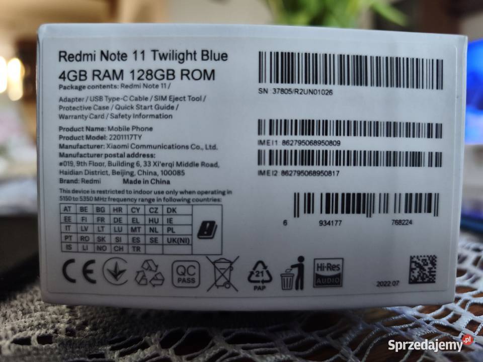 Smartfon Redmi Note 11 Krajów