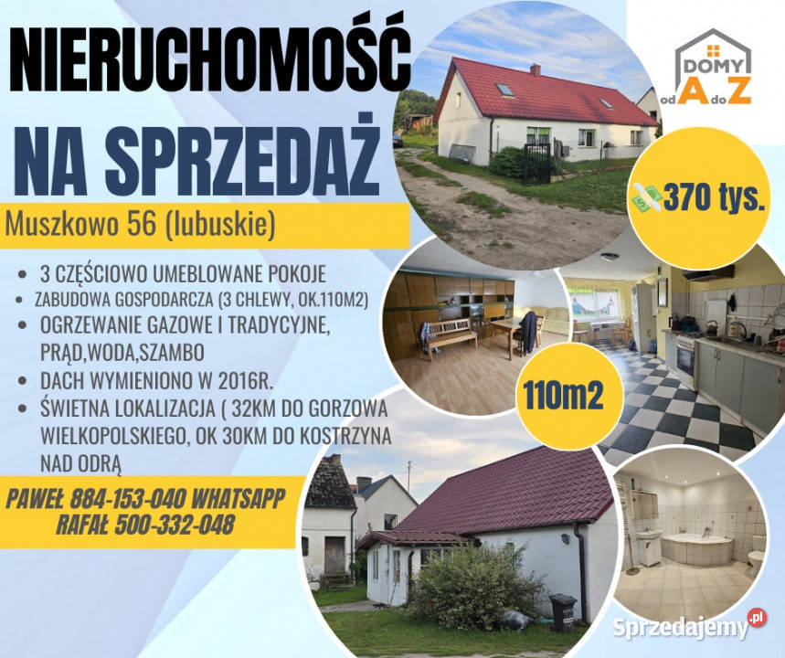 Działka 31 arów z domem i budynkami Muszkowo sprzedam