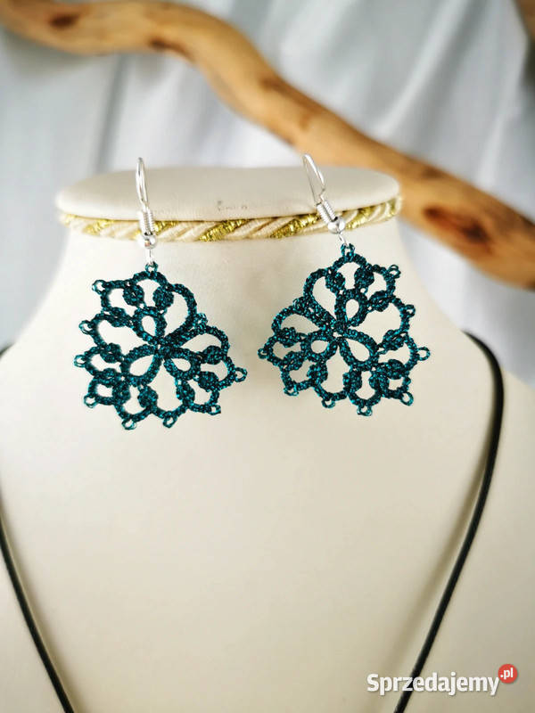 Komplet biżuterii frywolitka Wiśniowa