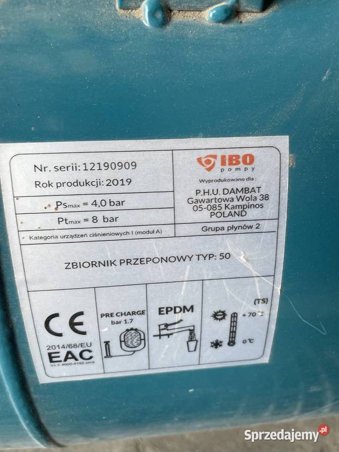 Zbiornik przeponowy 50l lubelskie Tomaszów Lubelski