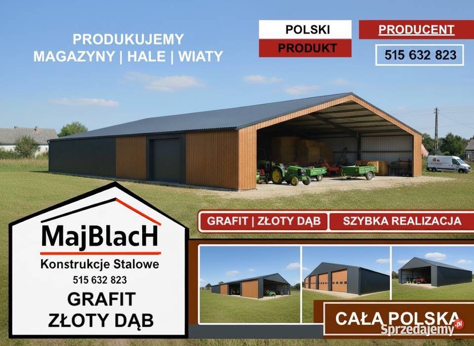 OTWARTY Duży Dwuspadowy Garaż Blaszany MAGAZYN Bytów