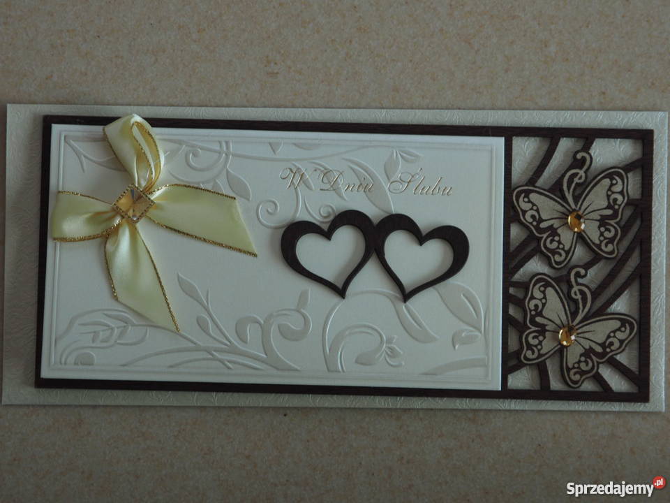 Kartka Ślubna Ślub Karta Drewno Motyl Wesele Warszawa