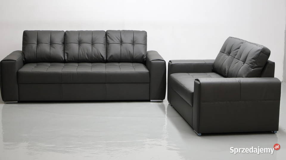 KOMPLET 321 sofy kanapy zestaw popielata SKÓRA sprzedam