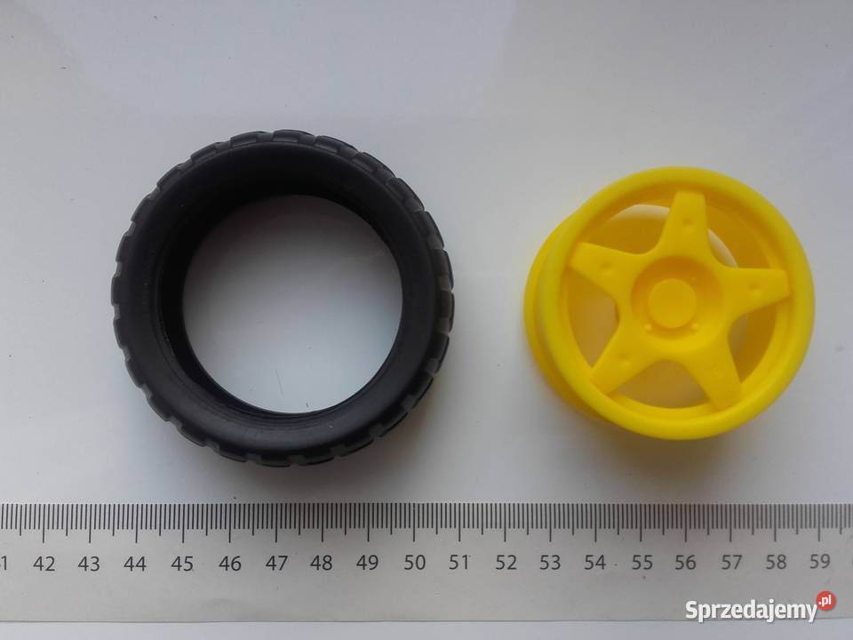 Koło z oponą do silnika TT 67mmx28mm kolor żółty/złoty Bydgoszcz