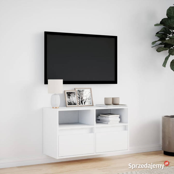 Ścienna szafka TV z LED biała 80x31x45 WM852327 Warszawa