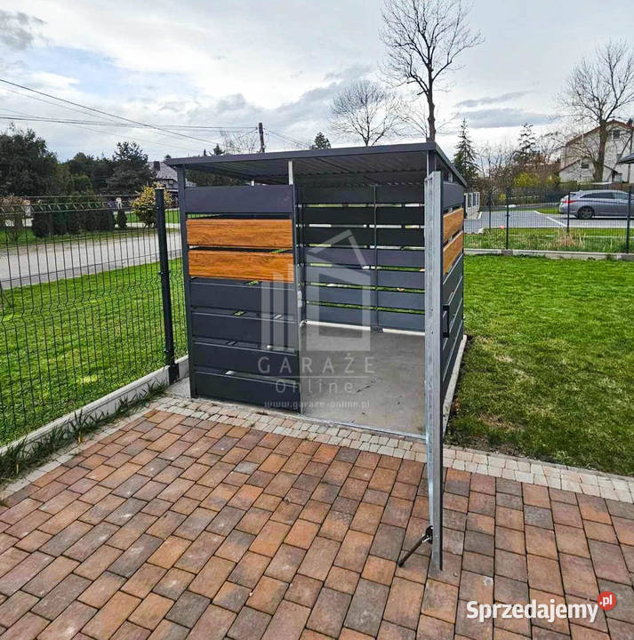 Wiata śmietnikowa 2x2 m antracyt drewnopodobny Busko-Zdrój
