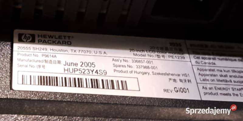 Vintage HP 2035 PiP 100 sprawny 20 monitor do 4:3 Komputery i Akcesoria sprzedam