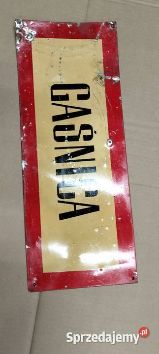 Stara Metalowa Tablica Informacyjna z Napisem Poświętne