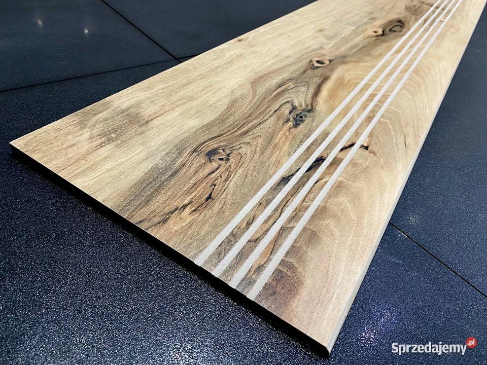 Płytki na schody drewnopodobne 120x30 Słoje Sęki Łask