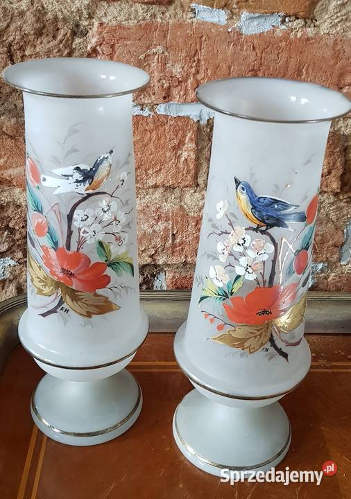 Wazon szklany secesja Heckert antyk sygnowany Orneta