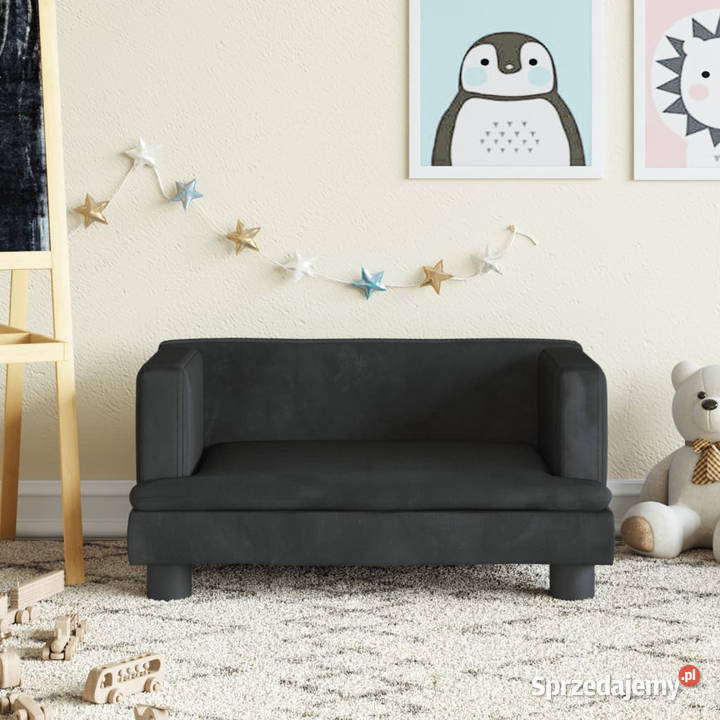 Sofa dzieci czarna 60x40x30 aksamit WM3196321 Warszawa