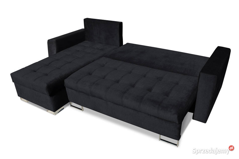 Nowy narożnik czarny welur z kryształkami