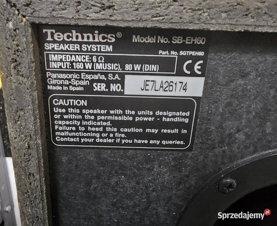Kolumny stereo głośniki Technics SBEH60 wysyłka