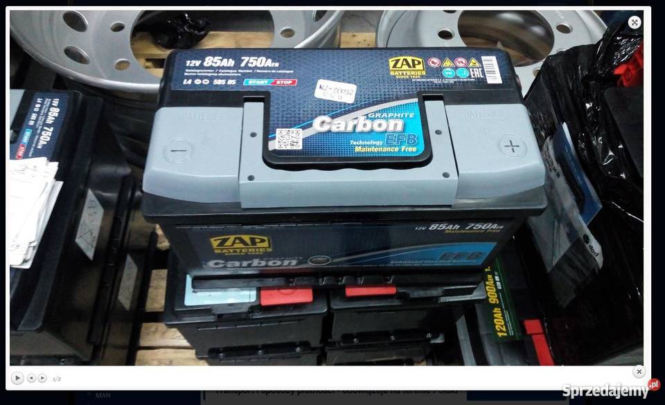 AKUMULATOR 12V85AH750A P ZAP PIASTÓW osobowe Brzozówka