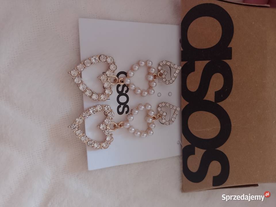ASOS Długie bogato zdobione kolczyki serca perły Dodatki Kraków