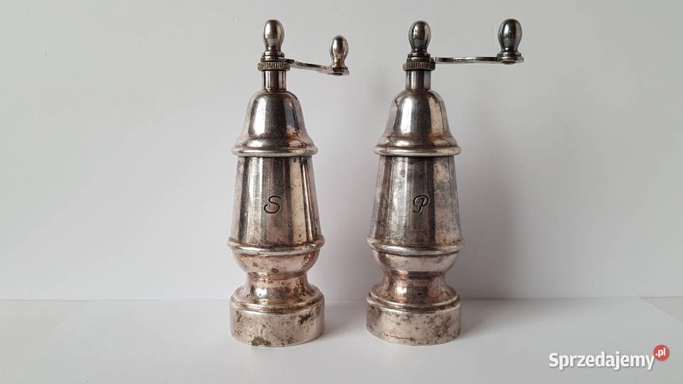 Sygnowana platerowana solniczka i pieprzniczka Dąbrowa Górnicza