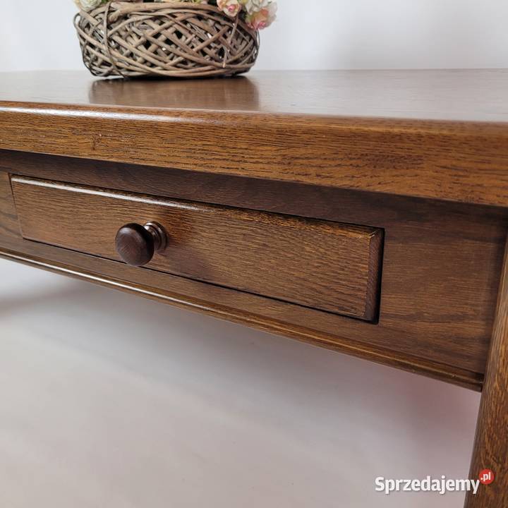 Piękna dębowa ława z szufladami 43.5cm Stoliki kawowe i ławy Stoliki kawowe i ławy Białogard