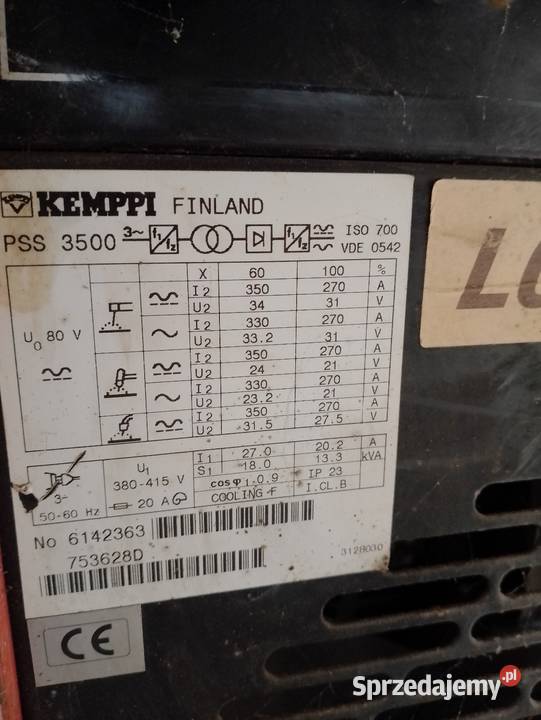Migomat Kemppi PSS 3500 MigTigMma Płachty