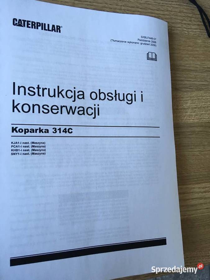 dtr instrukcja obsługi koparka caterpillar 314c zachodniopomorskie Szczecin