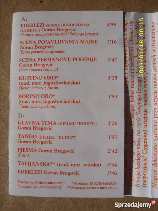 Filmowa kaseta GORAN BREGOVICCZAS CYGANOW dolnośląskie Wołów sprzedam