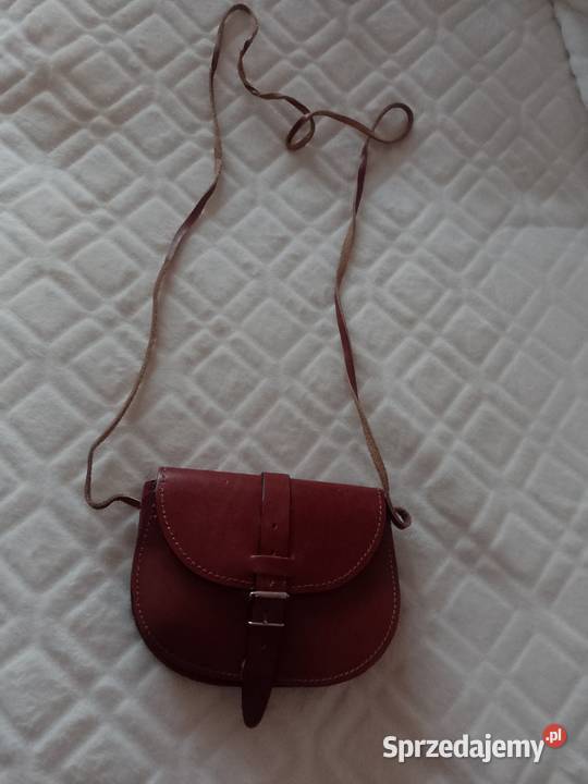 Real Leather Mała skórzana torebka listonoszka z małopolskie Kraków
