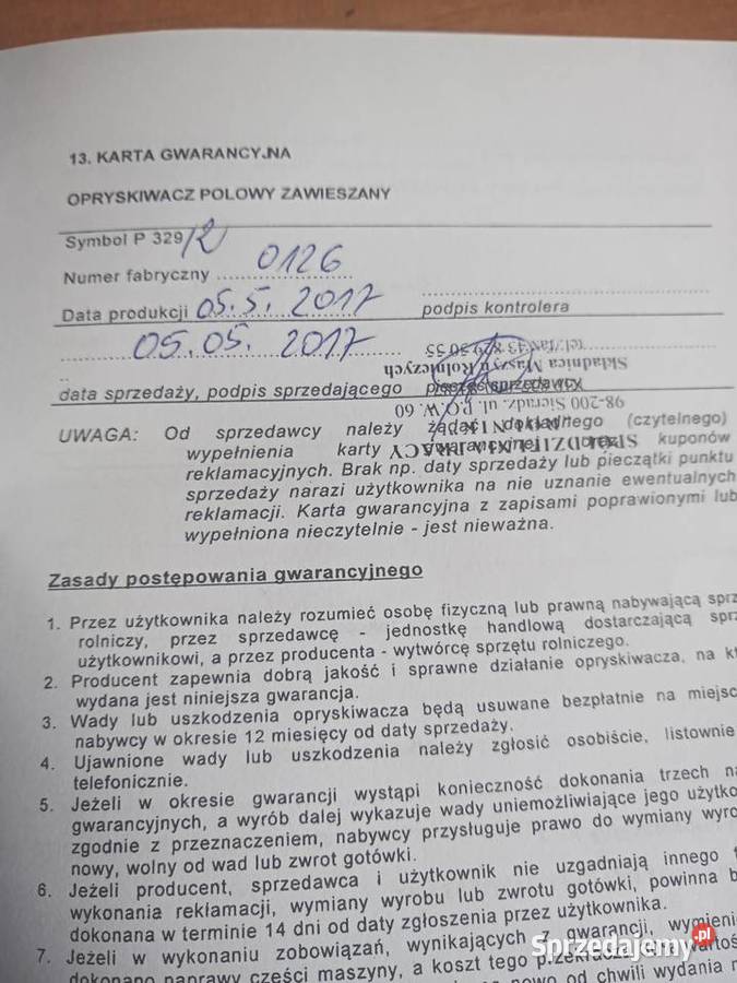 Opryskiwacz Biardzki 400l 12m Warta