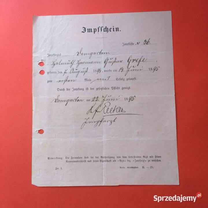 1810 Świadectwo Szczepień zachodniopomorskie Szczecin