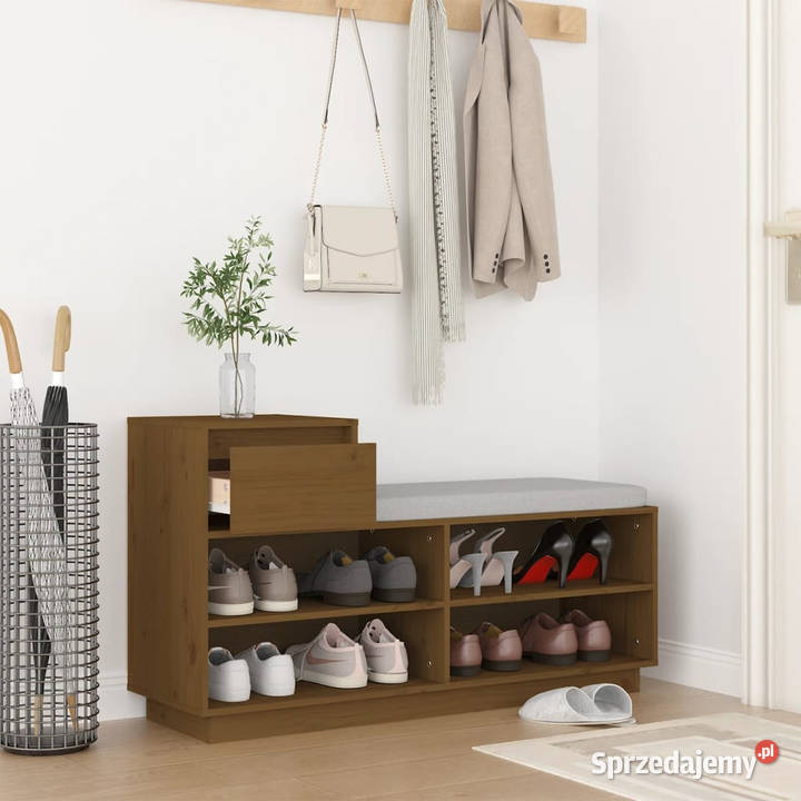 Szafka na buty miodowy brąz 110x34x61 lite