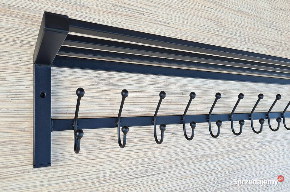Wieszak 140 metalowy z półką czarny z metalu 18cm