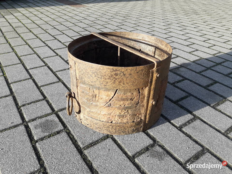 Stare drewniane wiadro miarka do zboża pszenicy Gdynia
