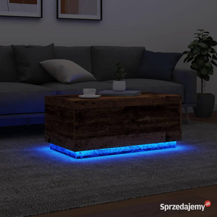 Stolik kawowy z oświetleniem LED stare drewno mazowieckie